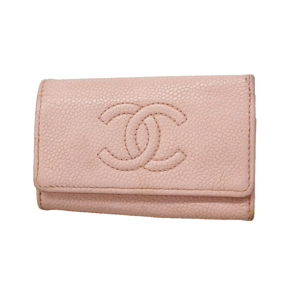 Chanel Accessories Key Case, Caviar Leather, Pink, Women's